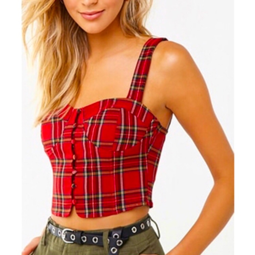 F21; plaid top